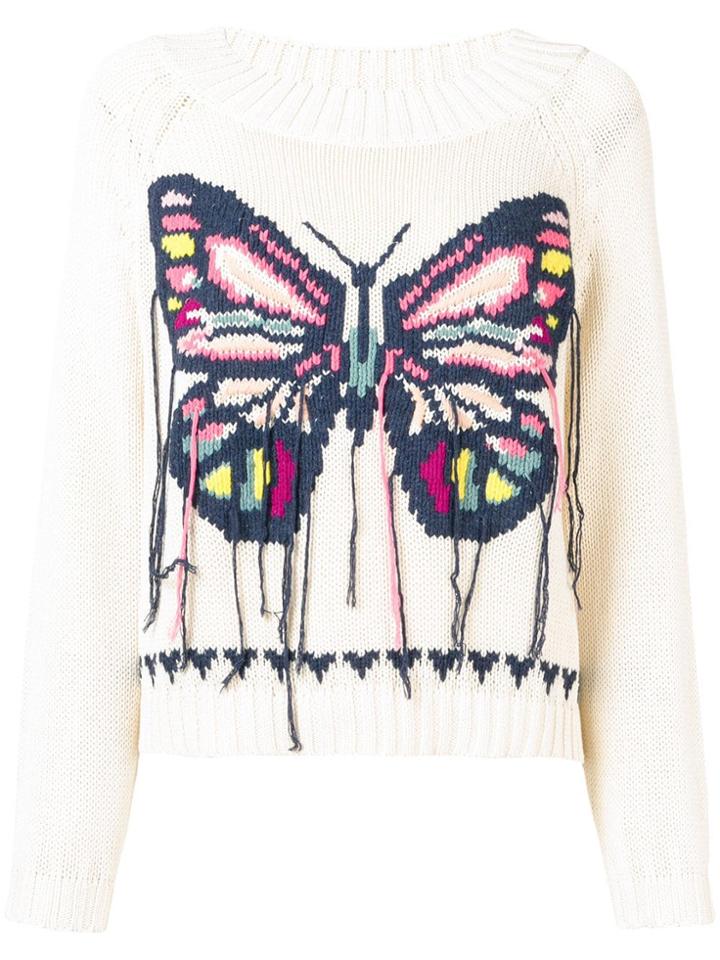 Twin-set Butterfly Pulled Knit Jumper - Neutrals
