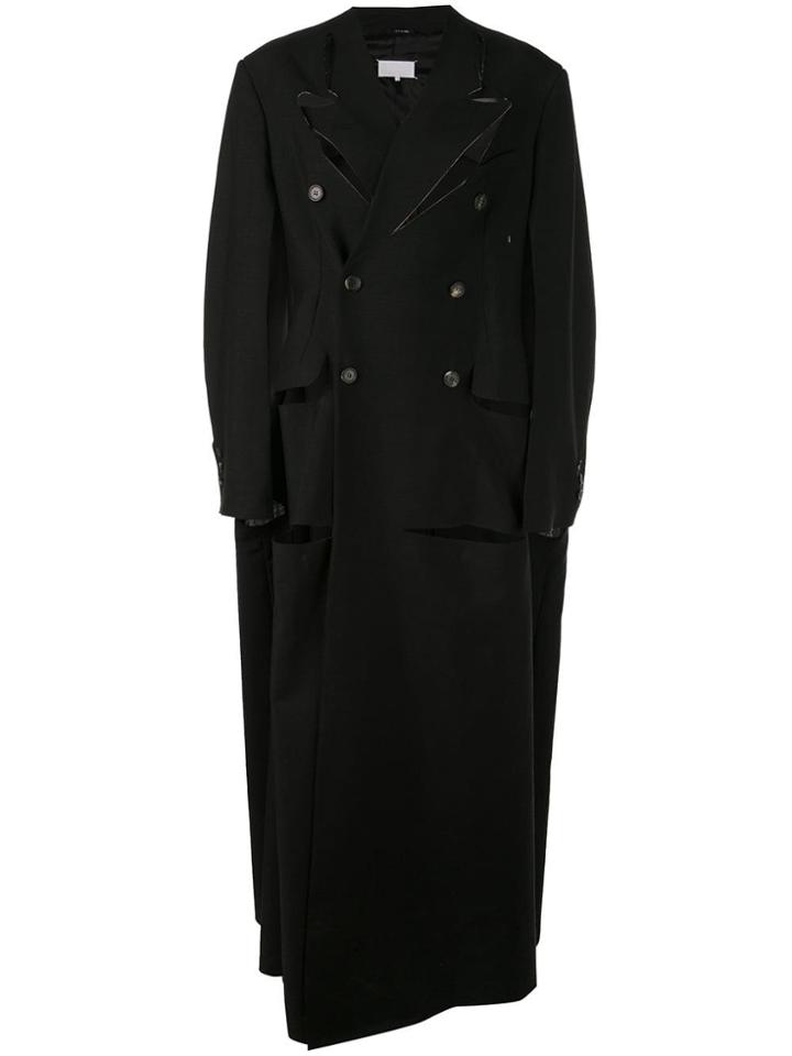 Maison Margiela Deconstructed Double-breasted Raw Coat - Black