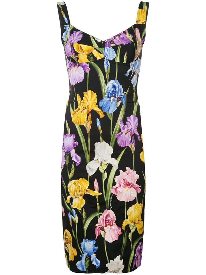 Dolce & Gabbana Iris Print Bustier Dress - Black
