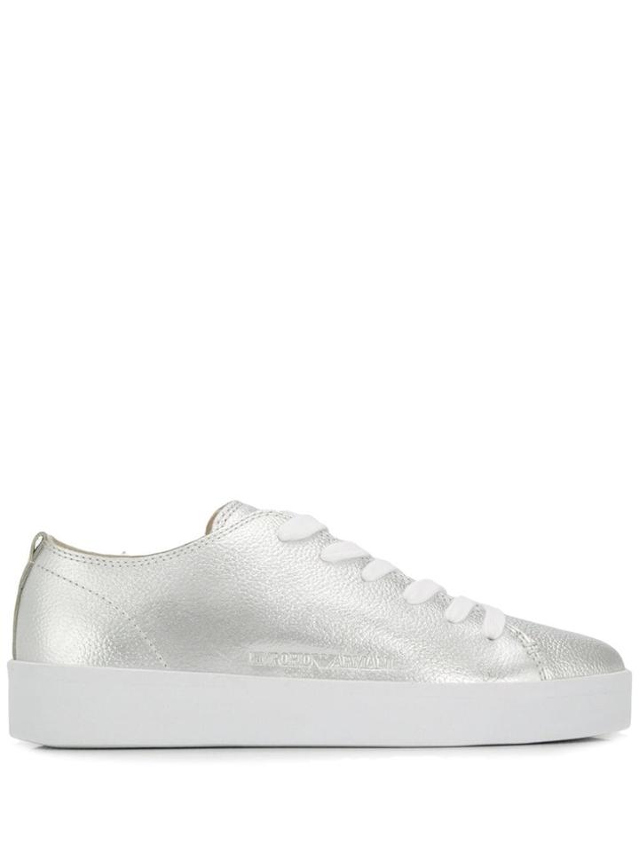 Emporio Armani Metallic Sneakers - Silver
