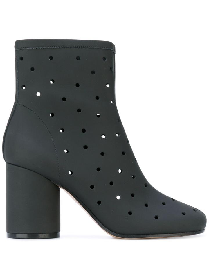 Maison Margiela Hole Punch Mid-heel Ankle Boots - Black
