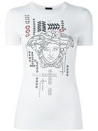Versace Medusa Head Embroidered T-shirt, Women's, Size: 40, White, Viscose/spandex/elastane