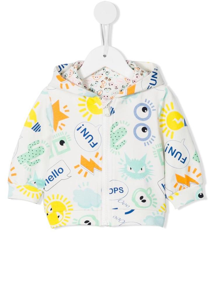Fendi Kids - Multi Print Zip Hoodie - Kids - Cotton/spandex/elastane - 9 Mth, White