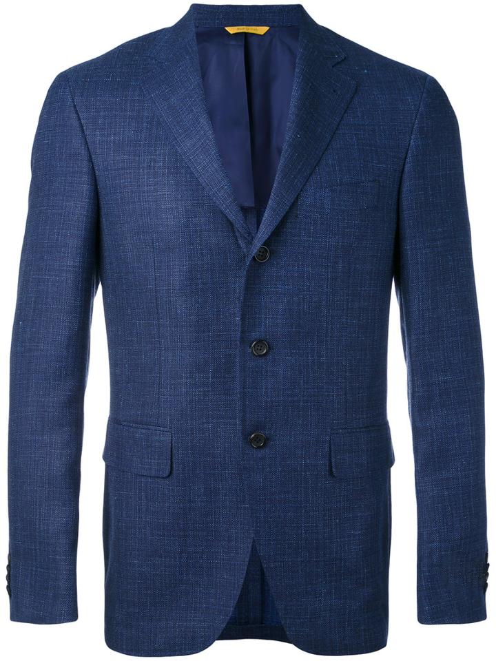 Canali - Three Button Blazer - Men - Silk/linen/flax/cupro/wool - 52, Blue, Silk/linen/flax/cupro/wool