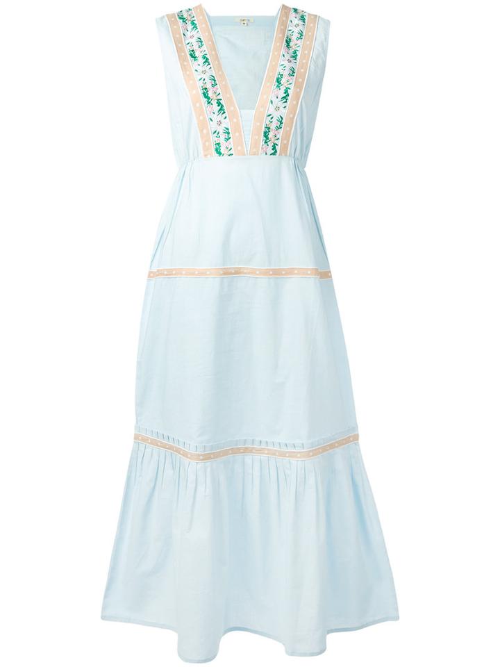 Daft Embroidered Folk Dress, Women's, Size: Xs, Blue, Cotton