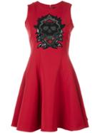 Philipp Plein - Embellished Skull Flared Shift Dress - Women - Polyamide/polyester - M, Red, Polyamide/polyester