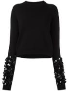 Mcq Alexander Mcqueen Embellished Sleeve Jumper, Women's, Size: Medium, Black, Wool