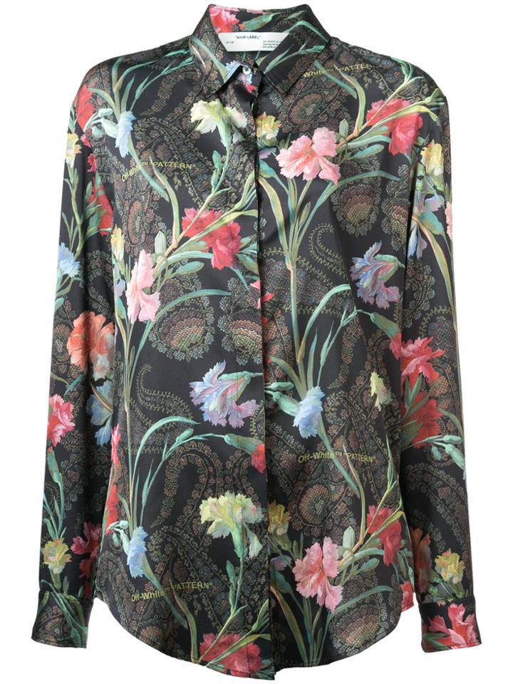 Off-white Pattern Floral Shirt - Black