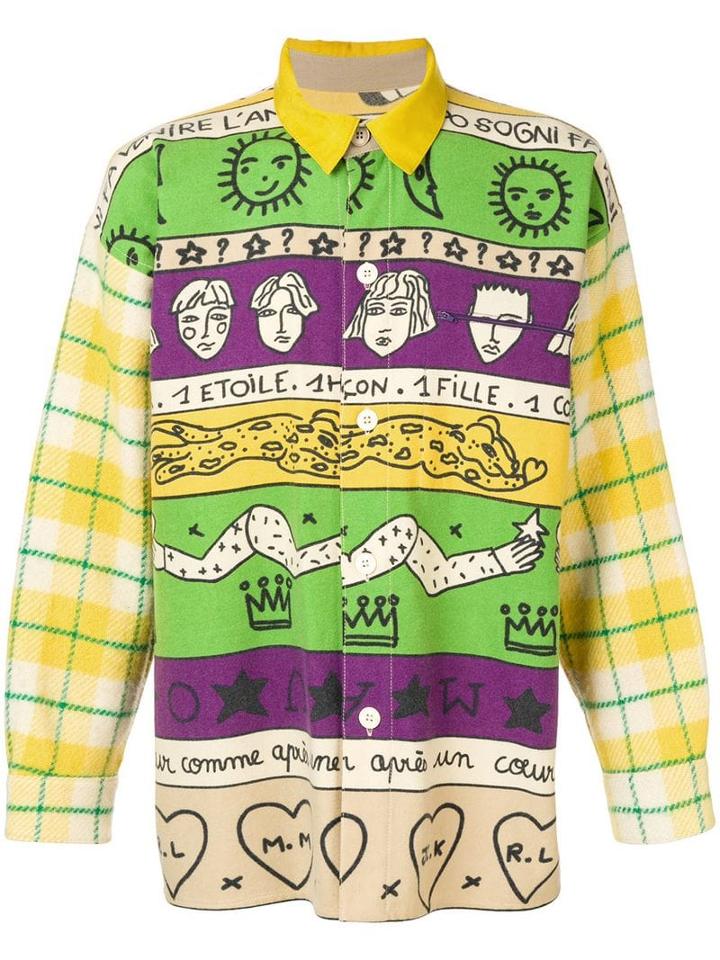 Jc De Castelbajac Pre-owned Cutaway Collar Printed Shirt - Yellow