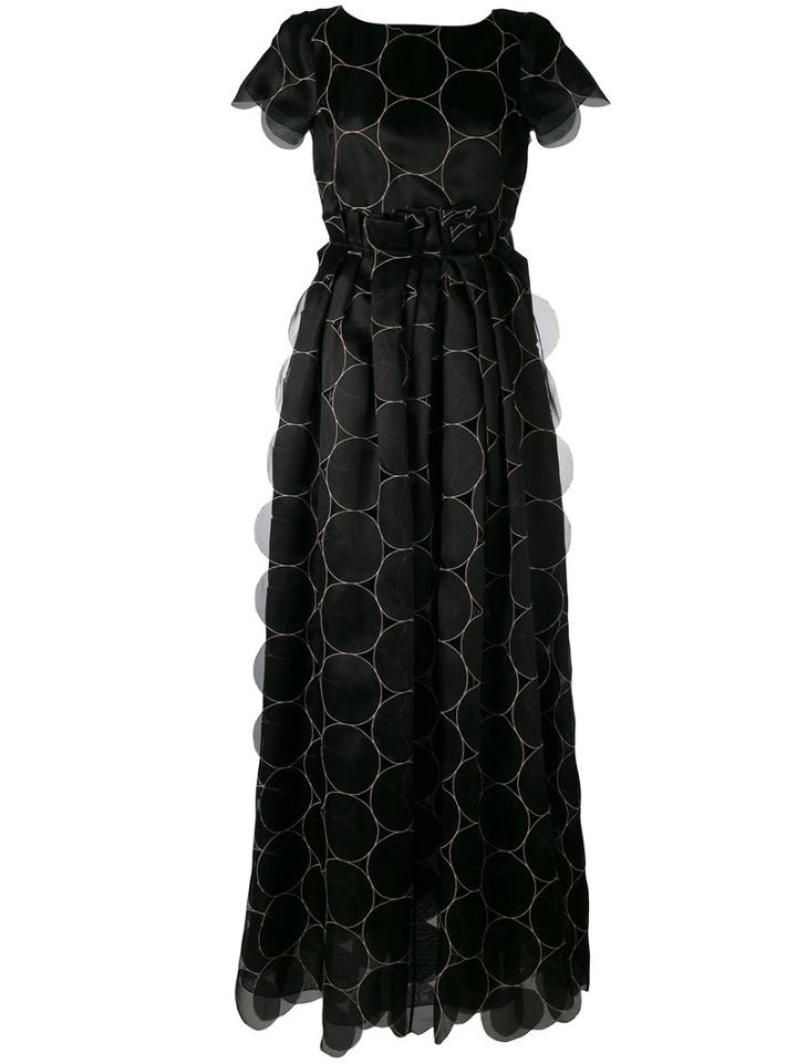 Rochas Fitted Waist Pleated Maxi Dress, Women's, Size: 42, Black, Silk