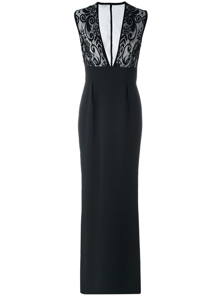 Emanuel Ungaro - Lace Bodice Evening Dress - Women - Viscose/spandex/elastane/polyamide/polyester - 44, Black, Viscose/spandex/elastane/polyamide/polyester