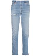 Re/done Mid Rise Ankle Zip Slim Jeans - Blue
