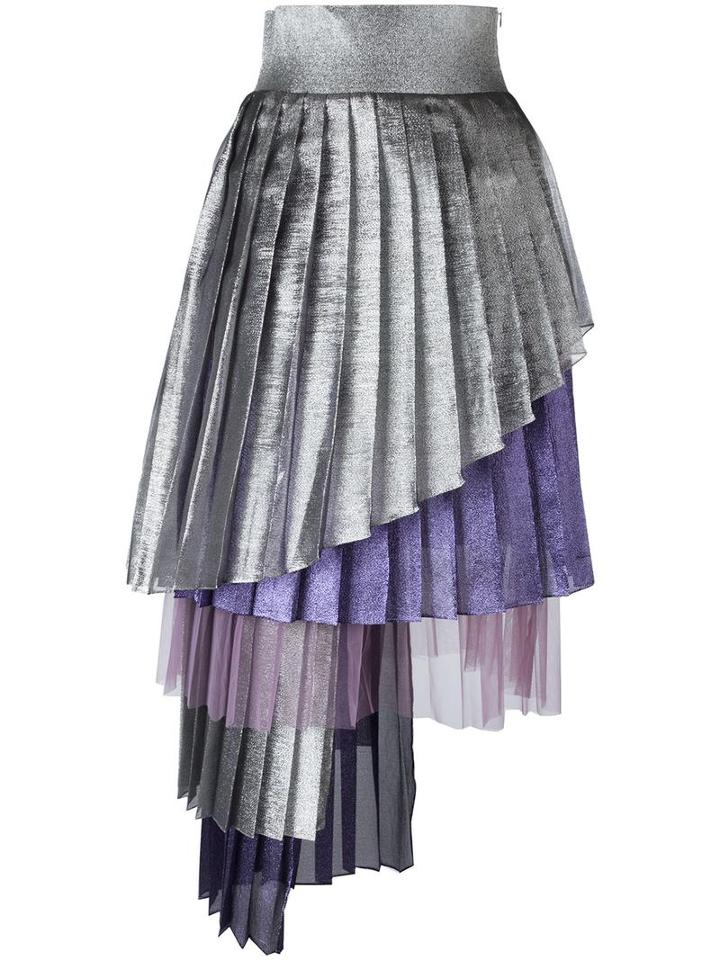 Daizy Shely Asymmetric Pleated Skirt, Women's, Size: 42, Grey, Polyamide/acetate/polystyrene