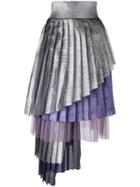 Daizy Shely Asymmetric Pleated Skirt, Women's, Size: 42, Grey, Polyamide/acetate/polystyrene