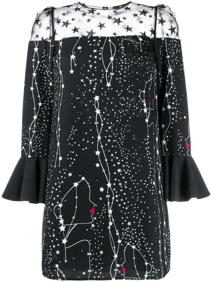 Elisabetta Franchi Printed Mini Dress - Black
