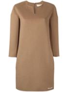 's Max Mara Three-quarters Sleeve Shift Dress, Women's, Size: 40, Brown, Angora/virgin Wool