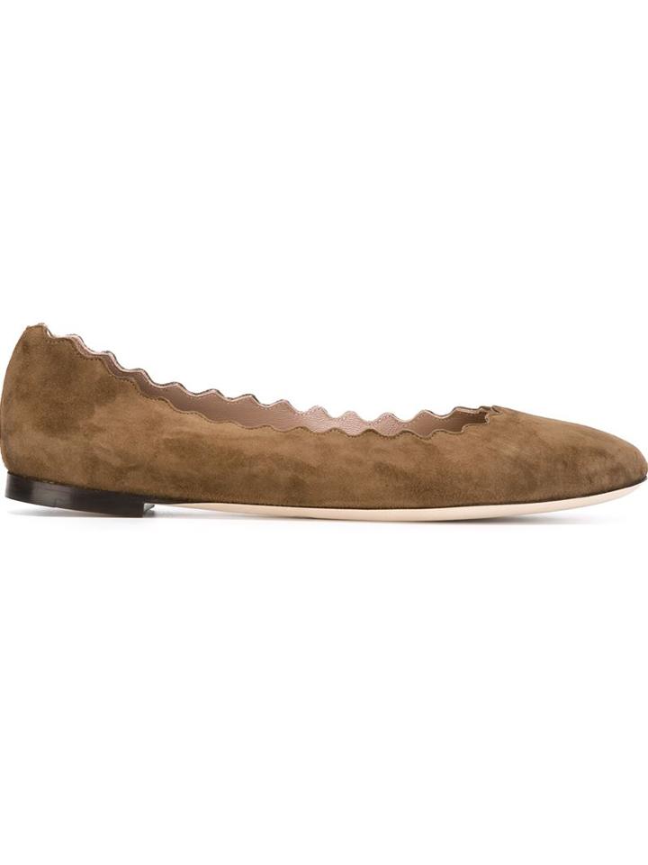 Chloé Lauren Ballerinas, Women's, Size: 40.5, Brown, Nappa Leather/bos Taurus