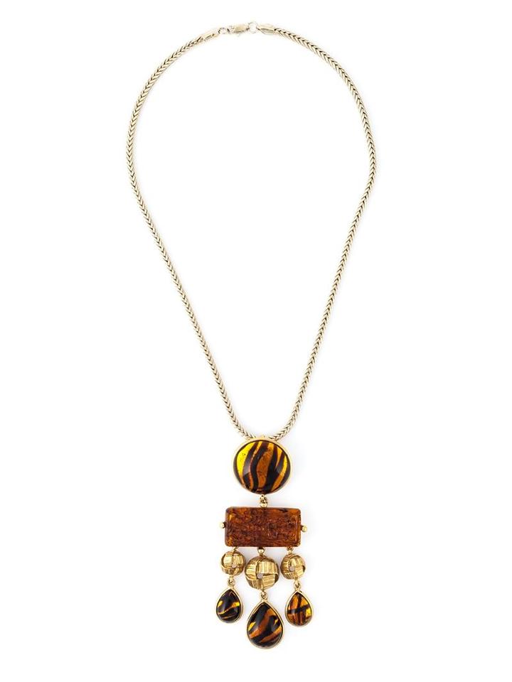 Yves Saint Laurent Vintage Tiger Effect Pendant Necklace, Women's, Metallic