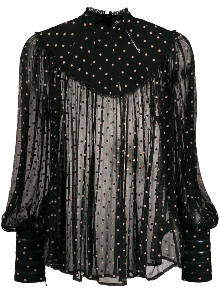 Zimmermann Swing Yoke Dotted Blouse - Black