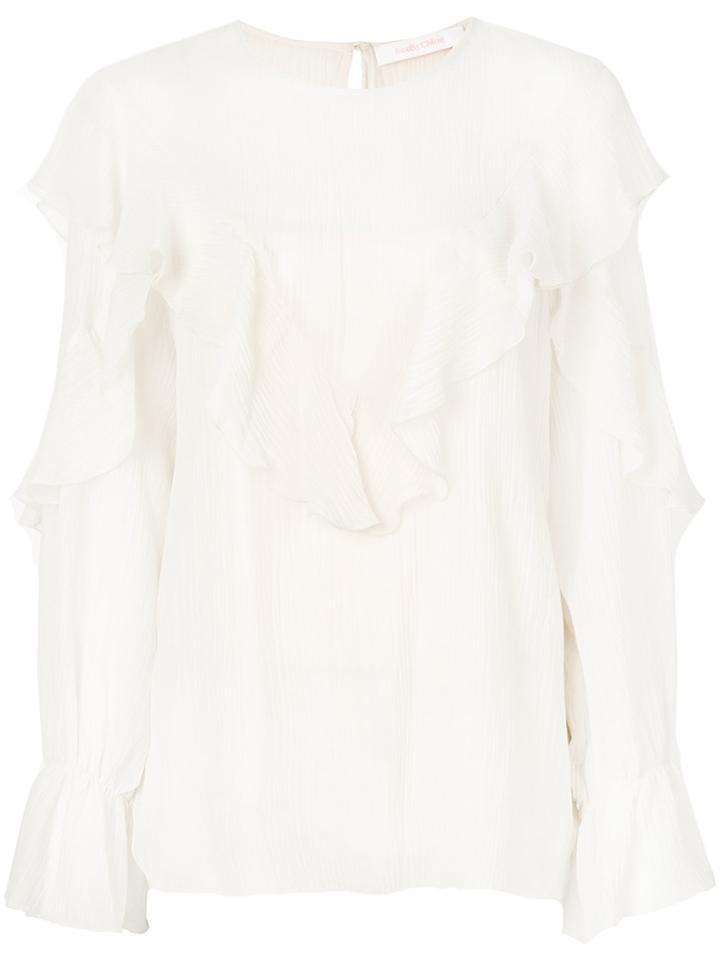 See By Chloé Ruffle Bell Sleeved Blouse - Nude & Neutrals