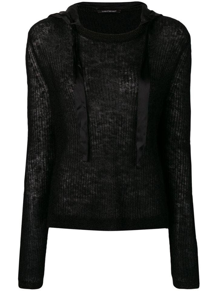 Luisa Cerano Knitted Hooded Top - Black