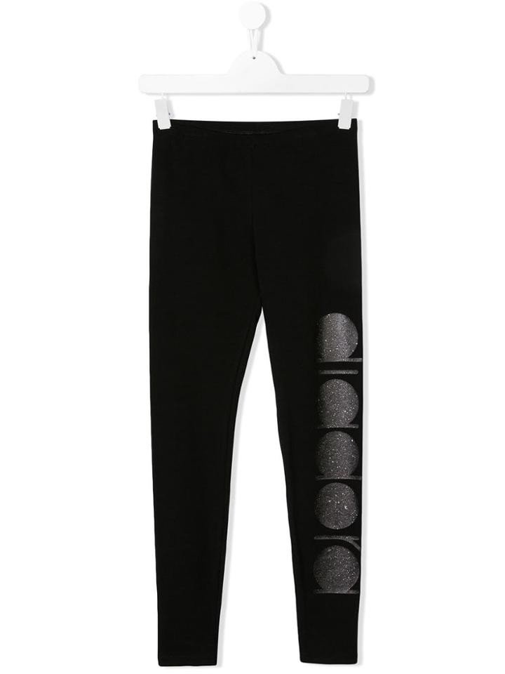 Diadora Junior Teen Printed Logo Leggings - Black