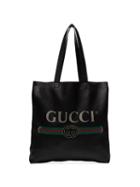 Gucci Logo Tote Leather Bag - Black
