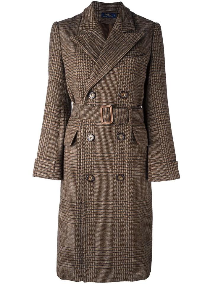 Polo Ralph Lauren Plaid Coat, Women's, Size: 2, Brown, Cupro/wool/alpaca