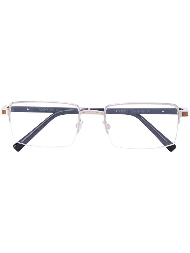 Gold And Wood Wooden Arm Glasses - Brown