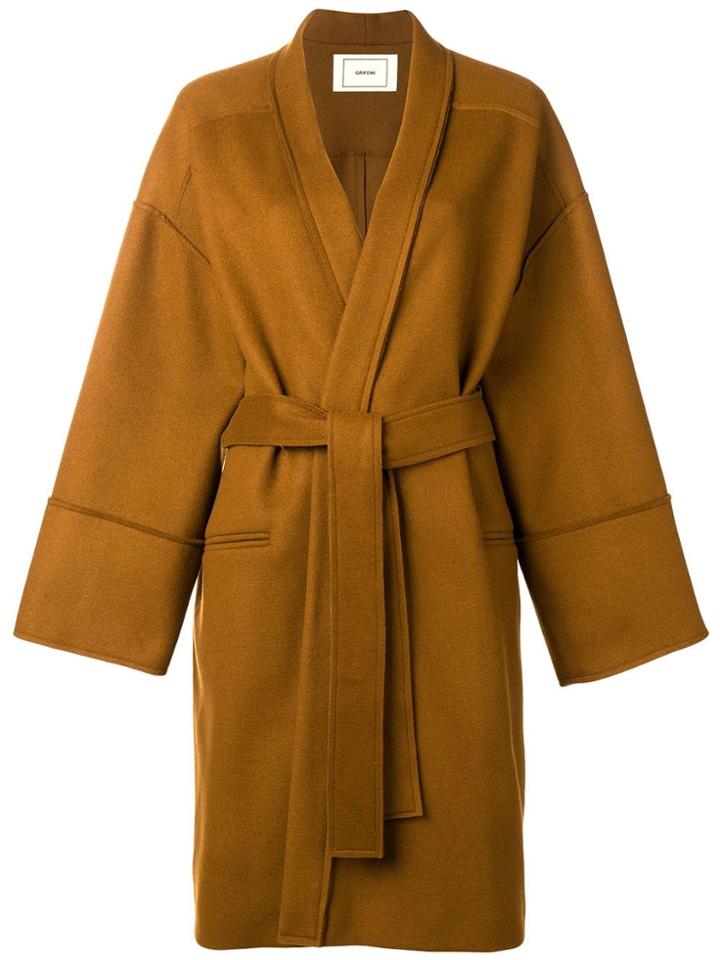 Mauro Grifoni Boxy Tie-waist Coat - Brown