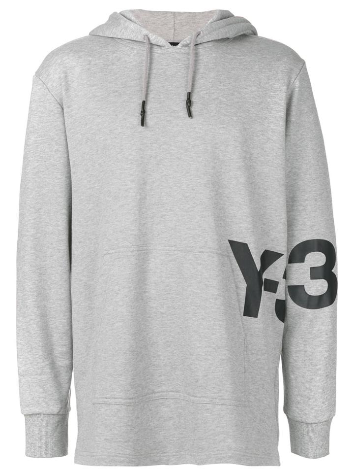 Y-3 Printed Hooded Sweatshirt - Grey