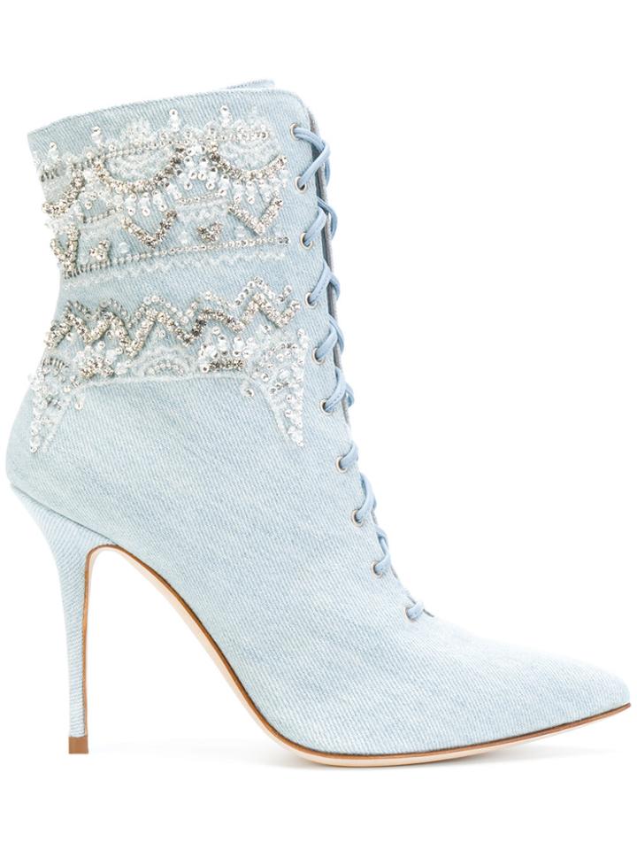 Manolo Blahnik Dancehall Cowgirl Jewel - Blue