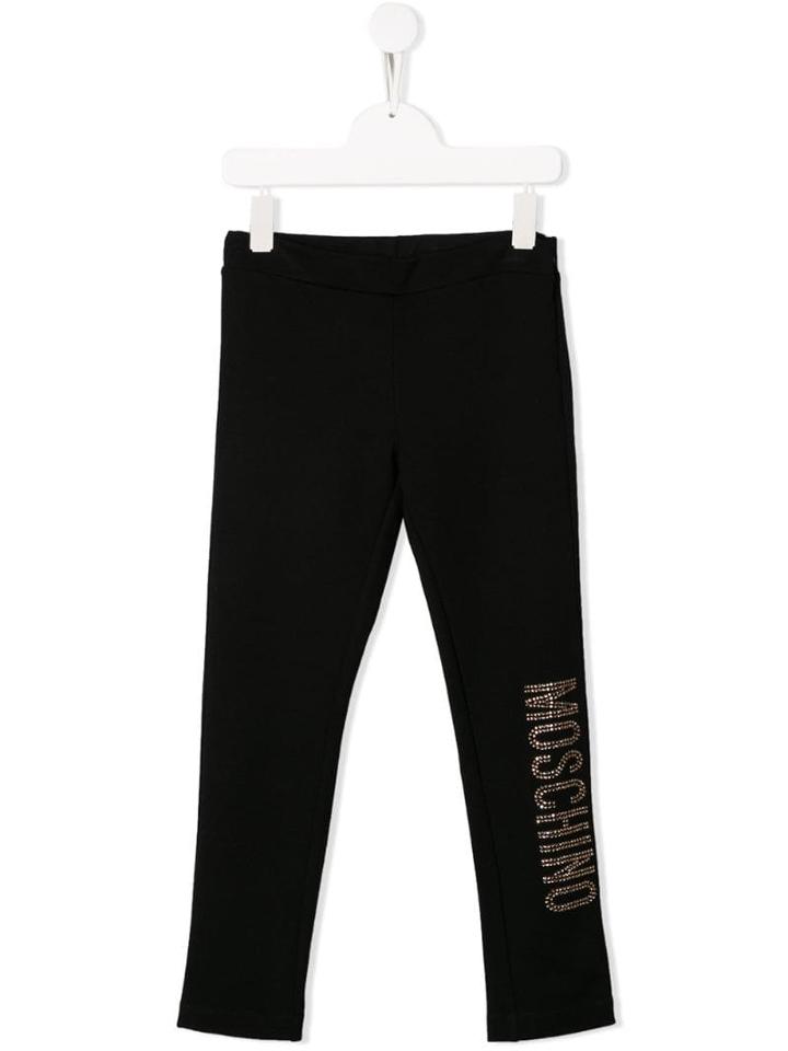 Moschino Kids Teen Sequinned Logo Jogging Trousers - Black