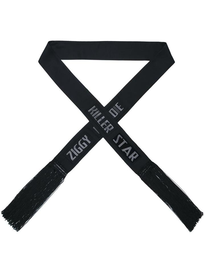 Tom Rebl Fringed Thin Scarf, Men's, Black, Viscose