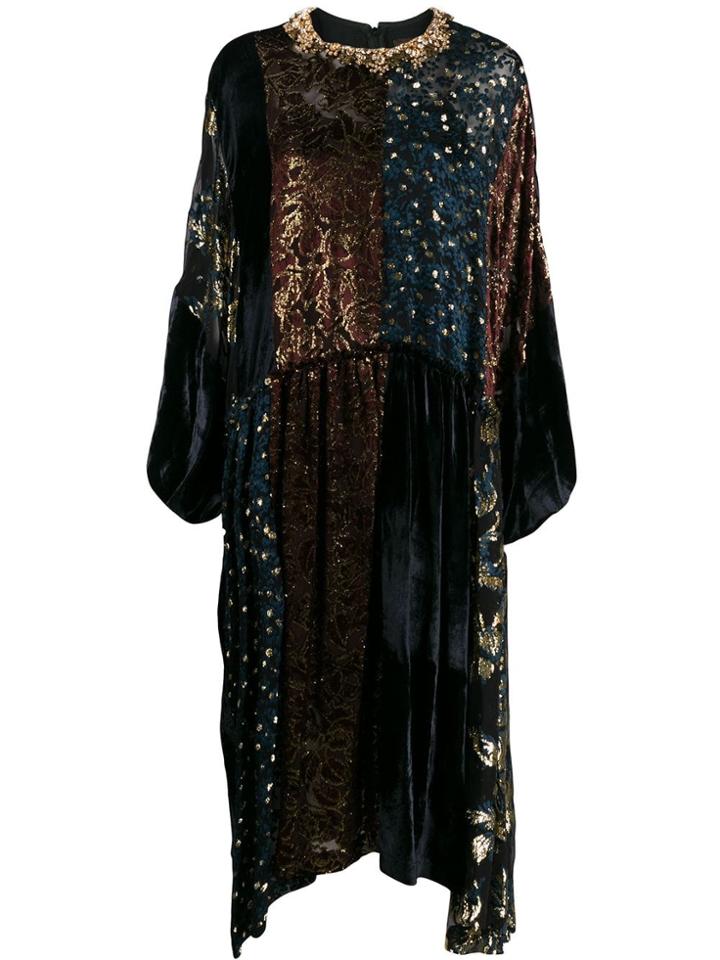 Biyan Oversized Patchwork Dress - Blue