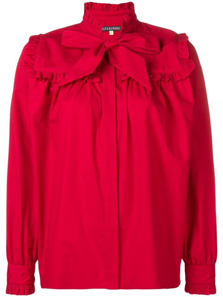 Alexa Chung Bow Detail Ruffle Trim Shirt - Red