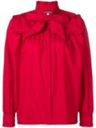 Alexa Chung Bow Detail Ruffle Trim Shirt - Red