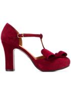 Chie Mihara Ankle Strap Bow Pumps - Red