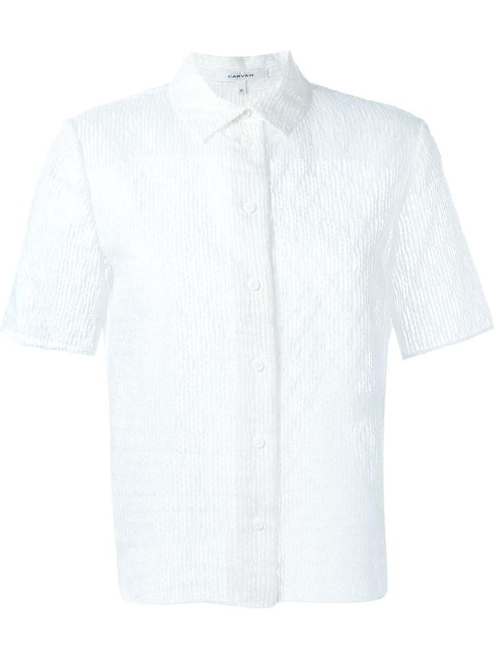 Carven Shortsleeved Shirt, Women's, Size: 38, White, Cotton/nylon