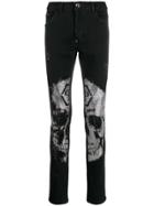 Philipp Plein Skull Print Skinny Jeans - Black
