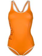 Fendi Logo Print Swimsuit - Yellow & Orange