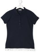 Moncler Kids Lace Hem Polo Shirt - Blue