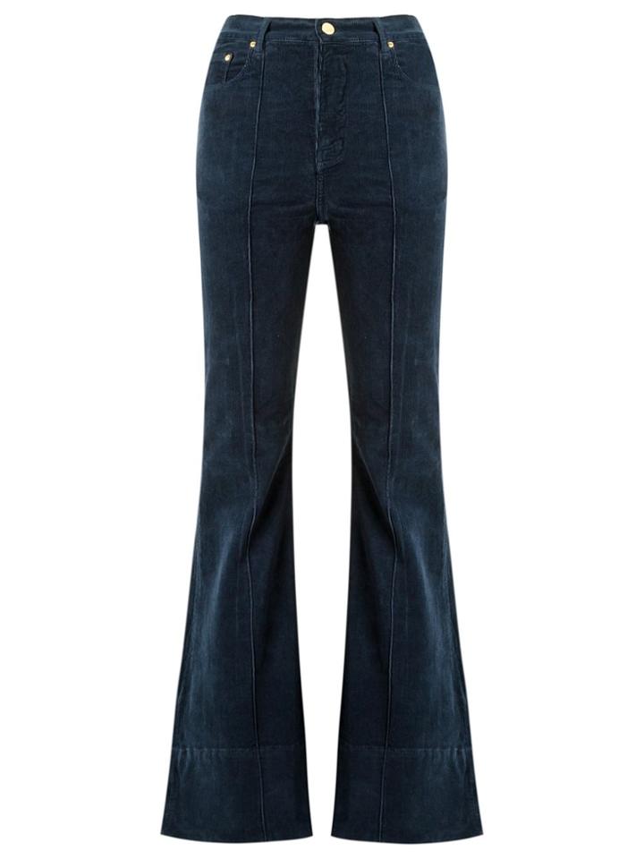 Amapô High Waist Velvet Flared Trousers - Blue