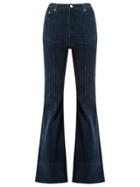 Amapô High Waist Velvet Flared Trousers - Blue