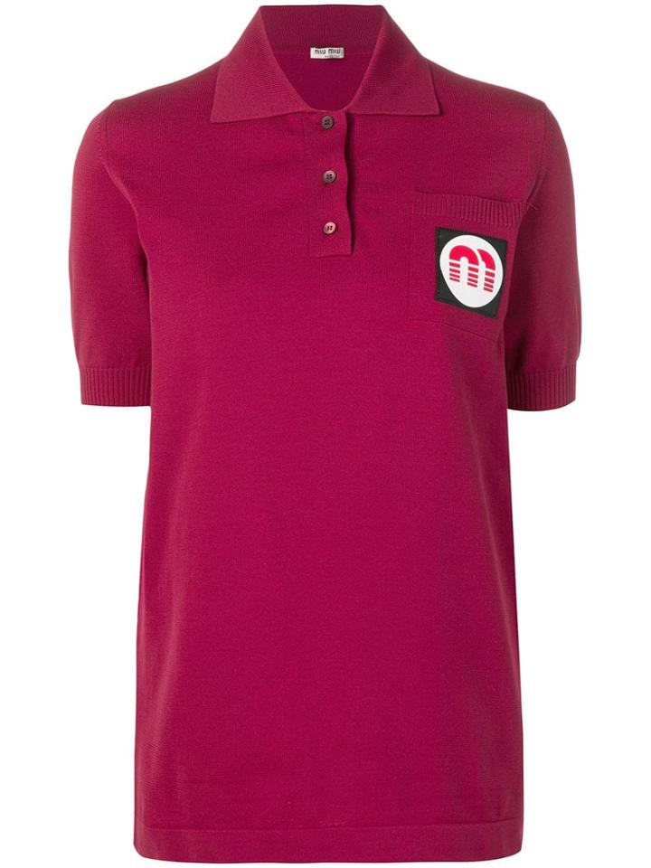 Miu Miu Logo Polo Top - Red