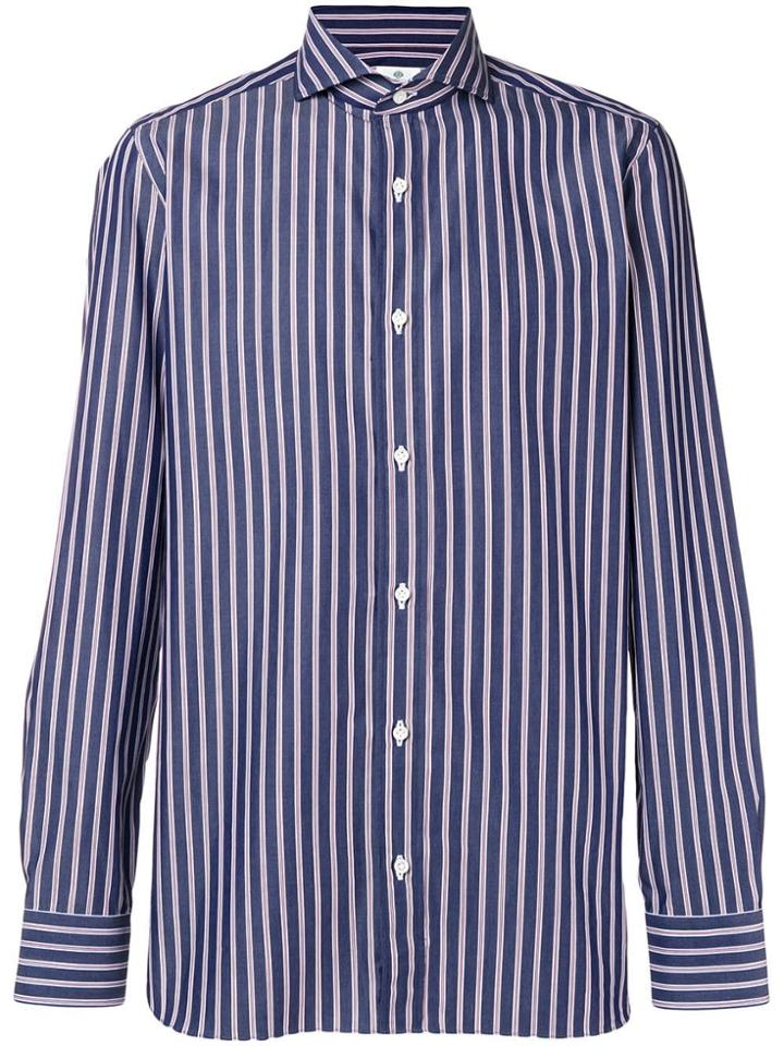 Borrelli Striped Cutaway Collar Shirt - Blue
