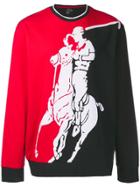 Polo Ralph Lauren Logo Print Colour Block Sweatshirt - Black