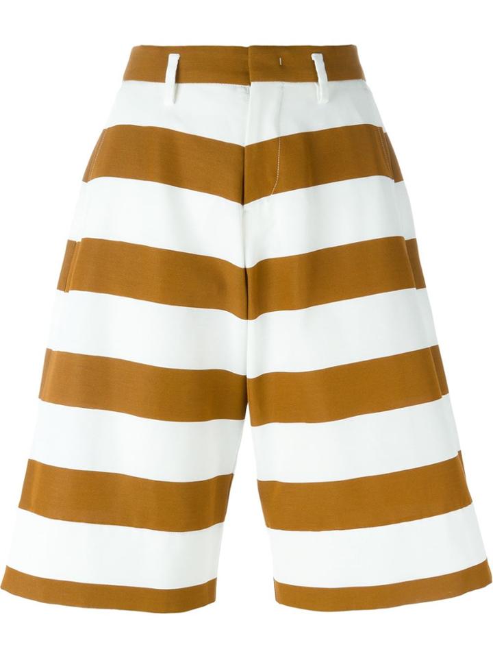 No21 Striped Wide Leg Knee-length Shorts - White
