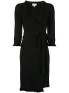 Milly Ribbed Knit Short Wrap Dress - Black