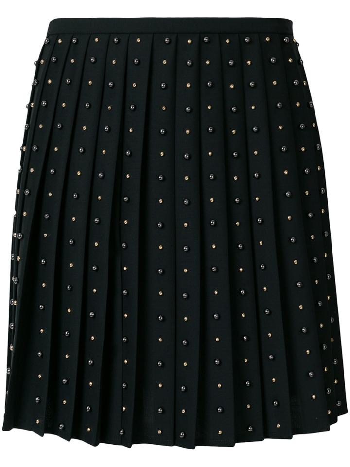 Versace Studded Pleated Skirt - Black